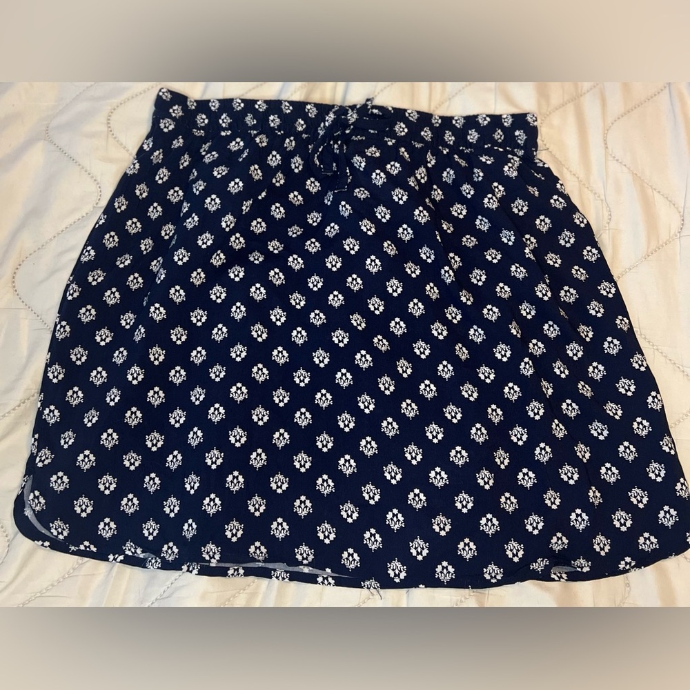 Navy Blue Floral Women's Skirt